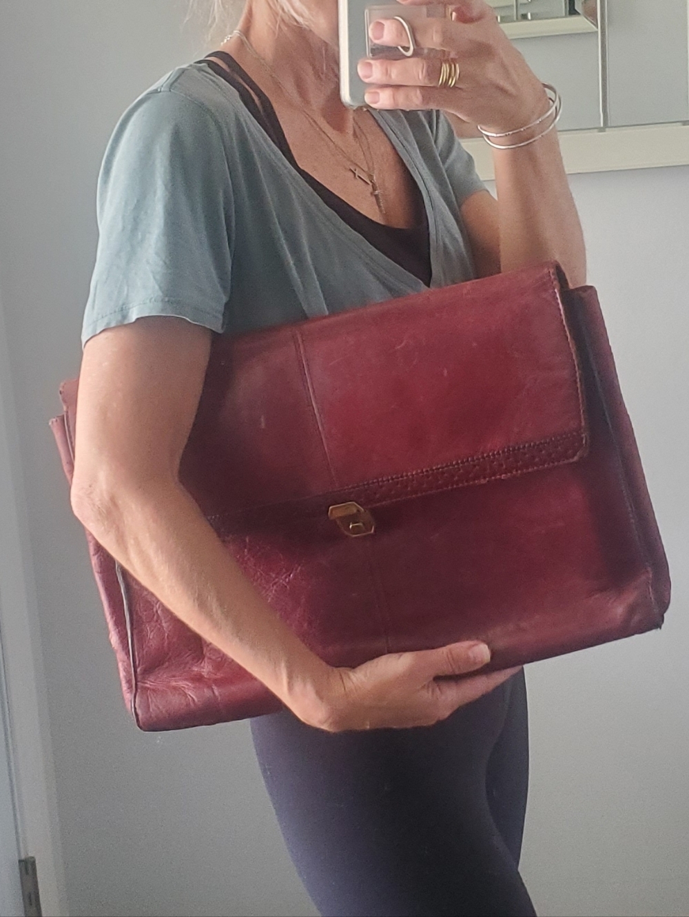 RARE RENWICK Oxblood Vintage Distressed Leather Briefcase Folder laptop Lock Bag